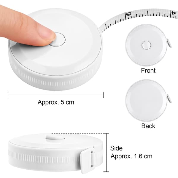 Bärbart måttband 2M / 79 tum, 2-pack dubbelsidigt hållbart linjal mjukt infällbart skräddarmåttband, vit*2 white