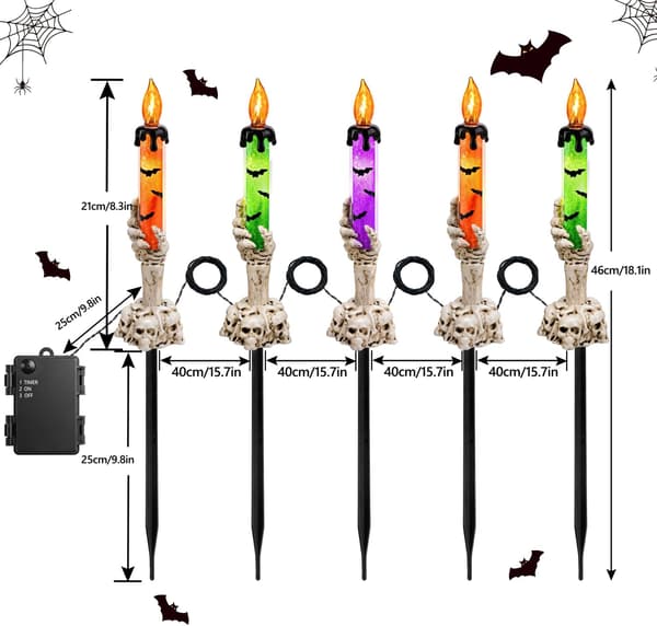 Halloweenpynt Udendørs LED Batteri Lys Flammesløse Koniske Lys