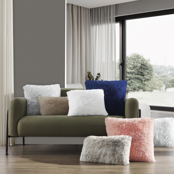 Set med 2 kuddfodral 40 x 40 cm grå konstgjord päls päls kudde dekorativ dekorativ kudde gosig kudde fluffig soffa