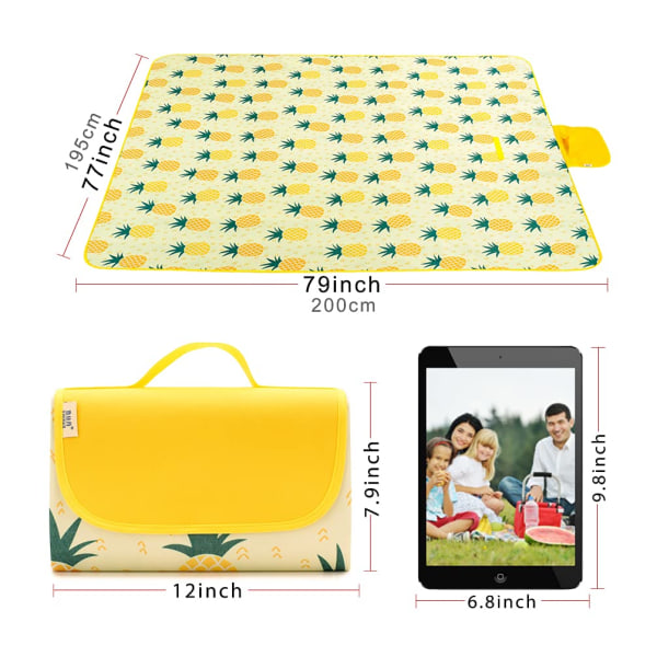 Picnic-tæpper, 79''×77'' ekstra stort, foldbart picnic-tæppe Vandtæt, sandtæt picnicmåtte, bærbart ude-tæppe