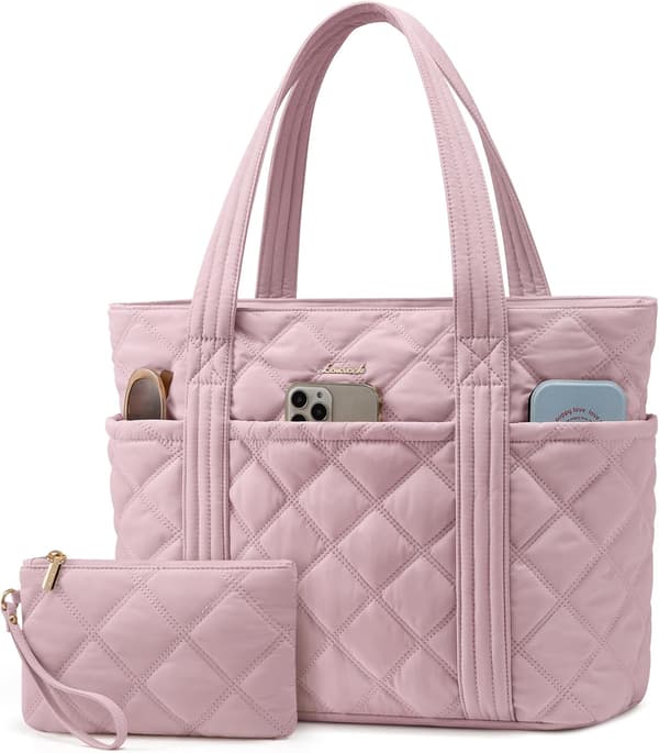 1 stk. bærbare muleposer til kvinder, letvægts puffer håndtaske til skole, pink pink