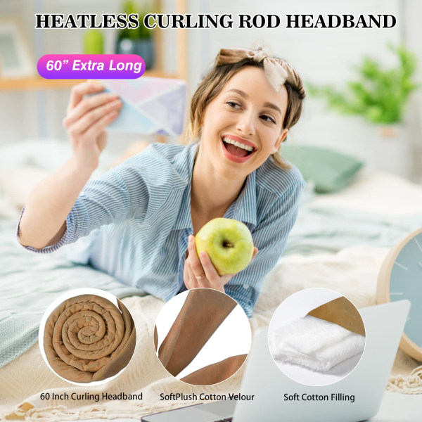 Heatless Curlers -pääpanta, yöuneen Heatless Hair Curling set ilman lämpöaaltoa Hiuskihartimet pitkille keskikokoisille hiuksille