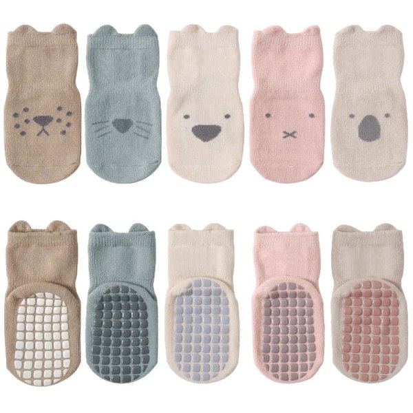 Pakkauksessa 5 kpl Baby Toddler ABS liukumattomat sukat tennarit