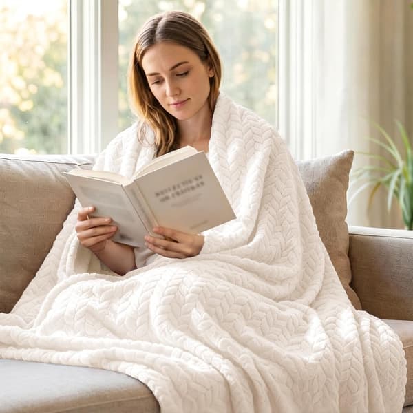 1 stk stort fleeceteppe til sofa, hvit | 127x178 CM, mykt pustende fluffy teppe. white