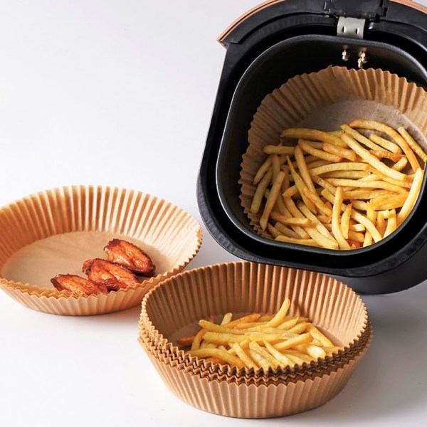 Air Fryer engångspappersfoder, Premium 6,3 tums Air Fryer pappersfoder 100 st Non-Stick engångs Air Fryer foder (paket med 100)