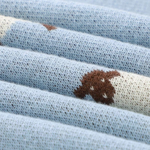 100 % bomullspledd strikket dobbeltlag 80 x 100 cm for nyfødt baby Lyseblå