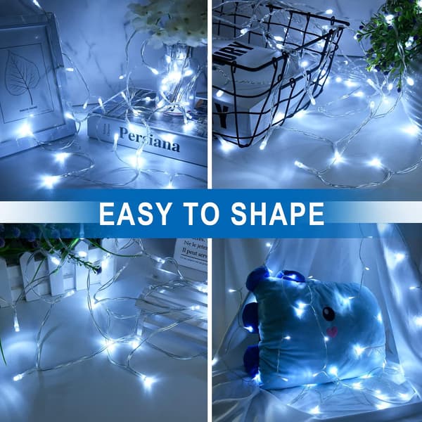 LED-lyslenke, 5M 50LEDs med timer (6 timer PÅ | 18 timer AV) er batteridrevet for rom, uteplass, Halloween, hvit 5m white