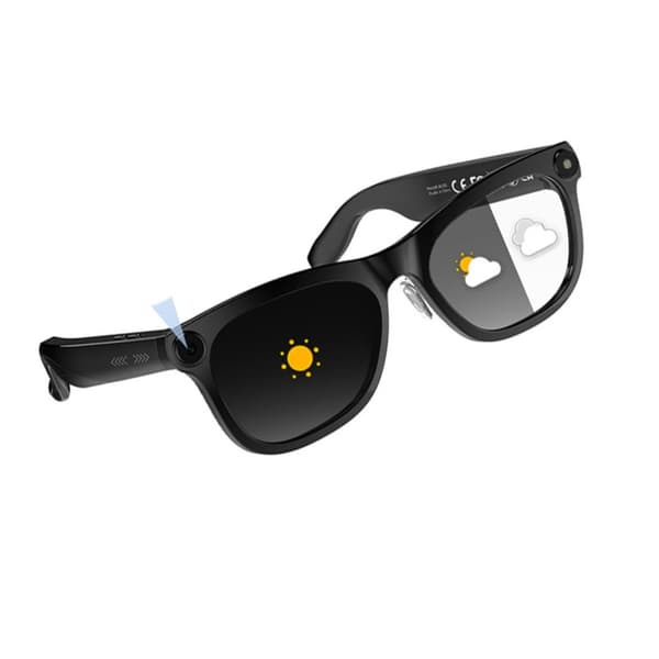 AI-briller med AI-interaktion til rejser og møder - fotokromatiske linser, 8MP kamera, 4GB, Bluetooth 5.4, kompatibel med ChatGPT