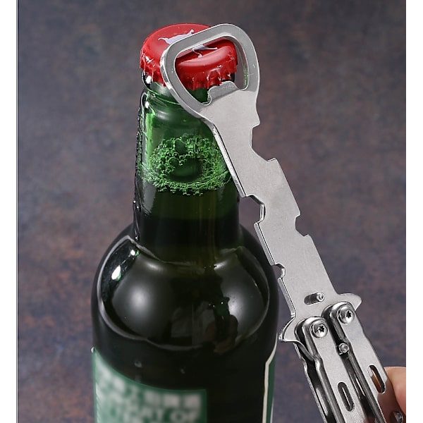 Perhos Beer Bottle Opener -harjoitteluväline, monitoimityökalu baareihin, juhliin, oluen ystäville, lapsille (hopea)