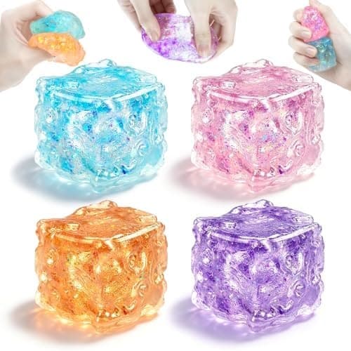 4-pack ost-squishy, mini-squishies ost-stresskub, långsamt stigande glitter sensorisk fidget-leksak för vuxna barn ångestlindring kontor klassrum 4pcs Ice Cheese