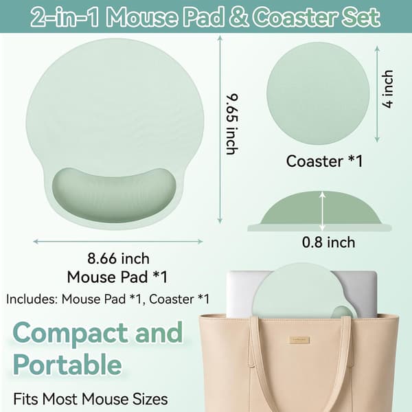 1 stk musematte med håndleddsstøtte, 2-i-1 ergonomisk musematte med håndleddsstøtte, søt skrivebordsdekor, grønn (8,66*9,65 tommer) green