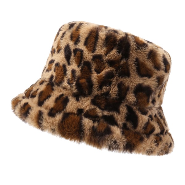 Varm lurvig bucket-hatt för vintern, mössa i fuskpäls cap för kvinnor med vindtät rem, mjuk plysch fluffig hatt Bekvämt och mysigt vintertillbehör