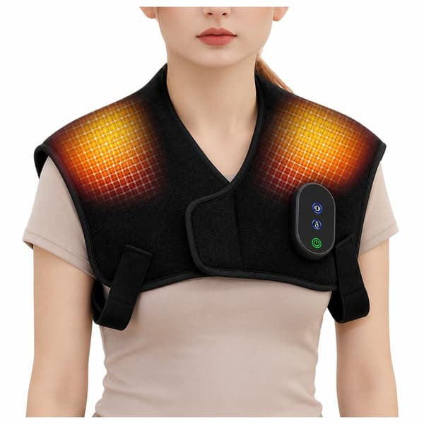 Sladdlös Uppvärmd Axelmassager med Vibration - Pekkontroll & TYPE-C Uppladdningsbar