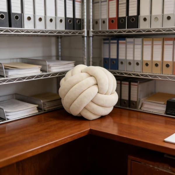1 stk. knutet ballpute, knutepute til sofa - myk dekorativ pute, rund (beige, 20 cm) Beige