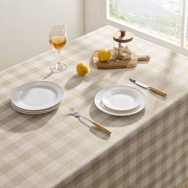 1 stk Gingham duk beige utendørs duk rektangulær 140x200 cm tørkbar bomull dusk Boho duker vannavstøtende, 55x78 tommer beige