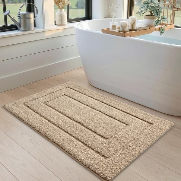 1 stk. bademåtte 50 x 80 cm, skridsikre vaskbare tæpper, khaki 50 x 80cm khaki