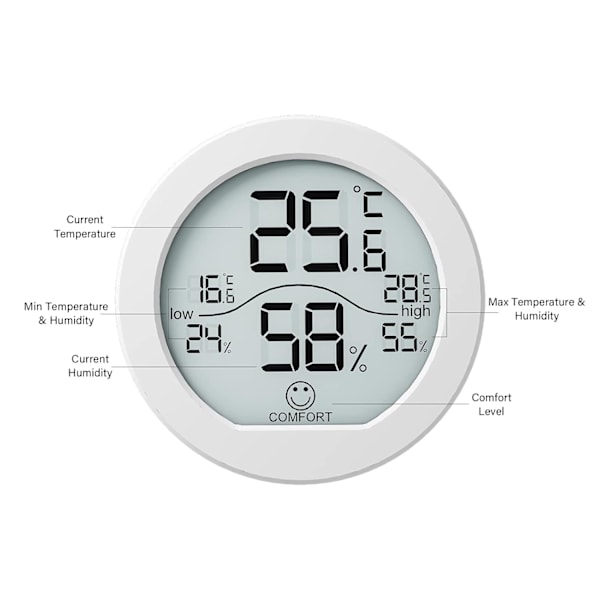 Digitalt hygrometer termometer til rumtemperatur fugtighedsmåler indendørs termometer nøjagtighed kalibrering LCD temperatursensor