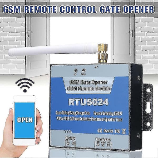 Sikker GSM Portfjernkontroll RTU5024 - Autorisert Anropsaktivering, 9-24VDC