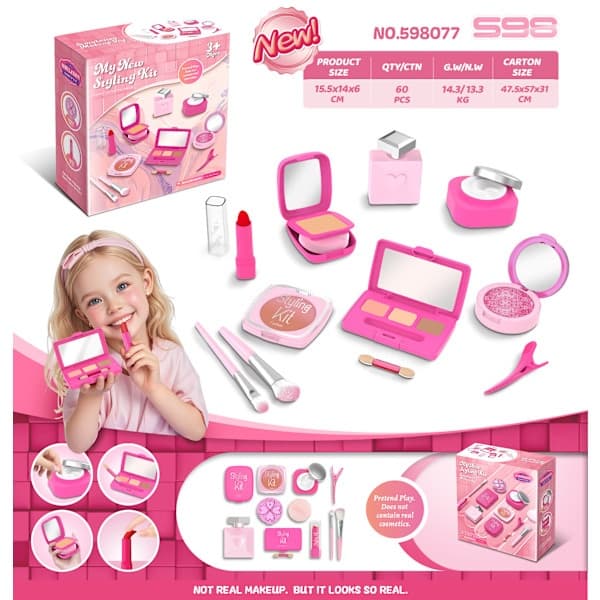 Legetøjsmakeup til børn, piger, spildfrit makeupsæt med opbevaringsboks (spildfrit, ingen væske) #2 #2