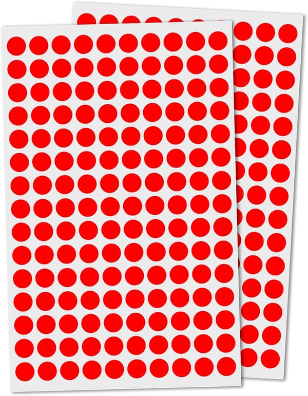 4080 pakkaus, 10 mm pyöreät tarrat - punainen red