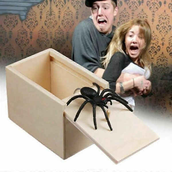 Træ Spøgelses-Edderkop Scare Box Skjult I Æske Trick Spil Jokes Scare Box Gag Legetøj Gave