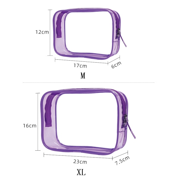 Transparent Kosmetisk Väska Bärbar PVC Vattentät Tvättpåse Förvaringsväska Multifunktionell 2-delad Set (rosa)