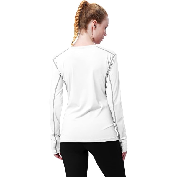 Dame kompressionsskjorte Dry Fit Langærmet Running Athletic T-Shirt Workout Overdele, X-Large 2 Pack (sort+hvid)