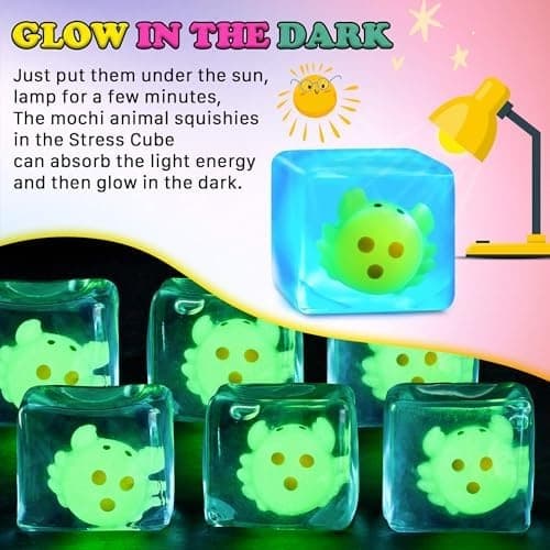 Stress Cube Squishy Fidget Legetøj Børn Voksne - Lysende Krabbe Squish Legetøj Sensorisk Legetøj til Børn med Autisme Stressbolde til Børn Klemme Crab02