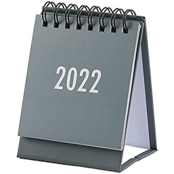 2022 nyårskalender Liten skrivbordskalender Enkel skrivbordsspole Anteckningsblock Kraftpapperskalender Dagsschema Årlig agenda 2,95"X 3,94"(grå)
