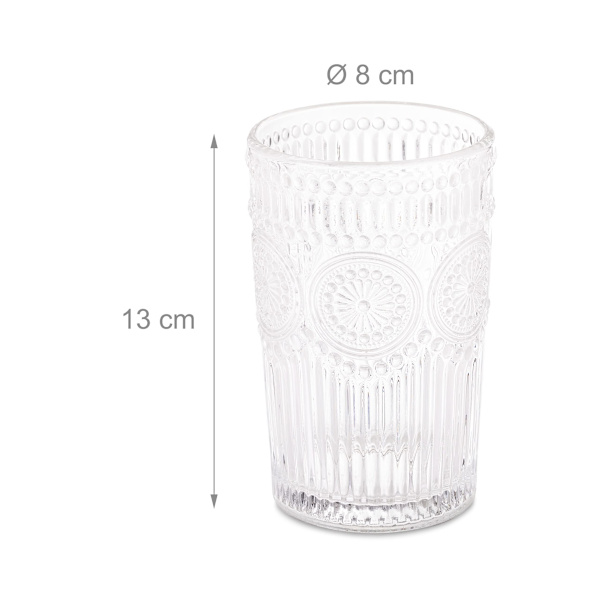 Juomalasit, 2 kpl, 380 ml, vintage-lasit vedelle, mehulle, soodalle, konepesun kestävät, vesilasit, läpinäkyvät, 13 x 8 cm