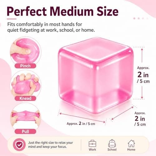 Isbit Squishy, Klemme Stress Terning til Angstlindring, Blødt Squishy Fidget Legetøj til Voksne, Sensorisk Gelkugle til Fødselsdagsgave, Skrivebord Pink