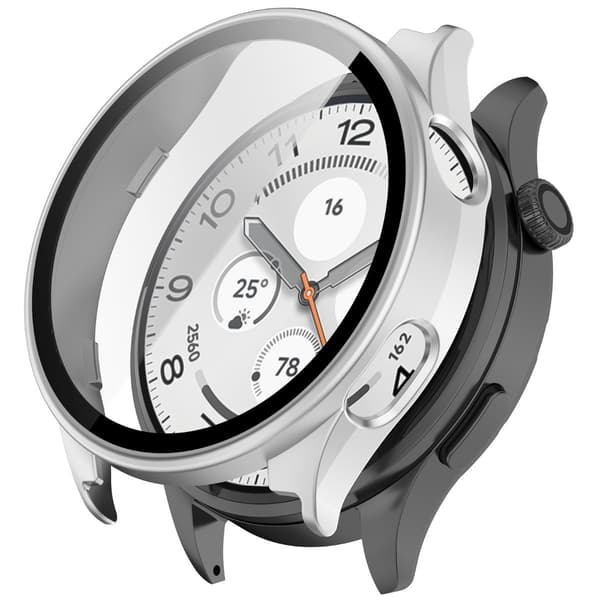 Suojaava PC-kotelo karkaistulla lasilla Xiaomi Watch 5:lle - Täysin peittävä hopea Silver