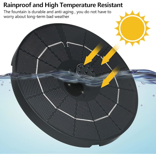 Solardriven fågelbad fontänpump med 4 munstycken