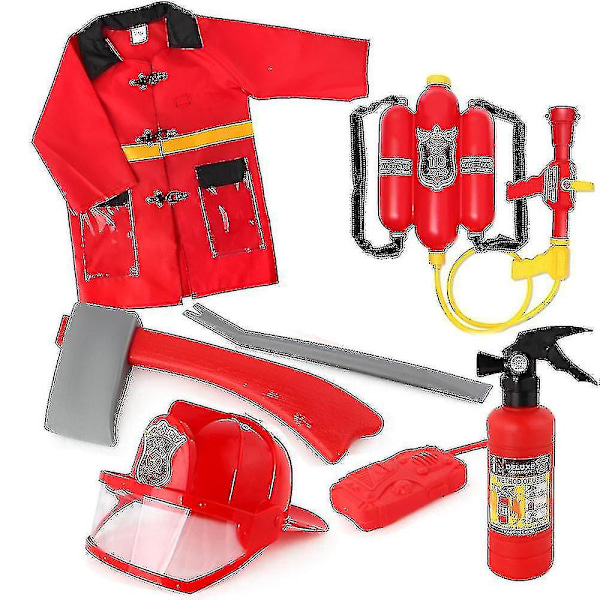 Kids Firefighter Uniform Children Sam Fireman Role Work Clothing Suit Child Performance Party Costum