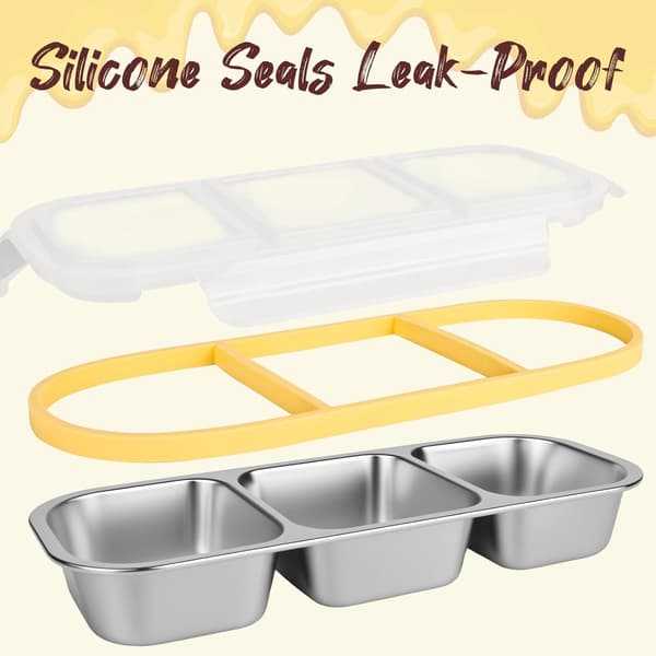 2 stk. snackboks med rum 2 og 3 rum madkasse i rustfrit stål (26,2*10,3*4cm, 600ml)