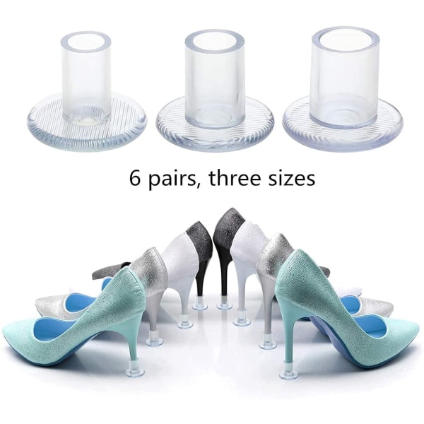 Beskyttere til høje hæle 3 størrelser klare plastikbetræk Sko Hælbesparende stilethætte med høj hæl til at gå på ujævnt gulv, lille/mellem/stor - 9 par