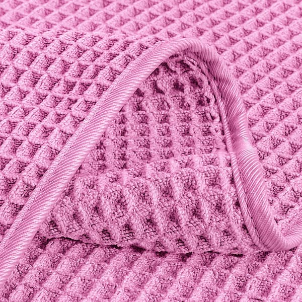 Mikrofiber fnugfri håndklæde, 40 x 70 cm, 4-pak (vaffelvævet) pink