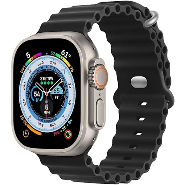 Kompatibel med Apple Watch Ultra 2 Pack Ocean Strap 49mm 45mm 44mm 42mm, Mjukt Silikon Sportband för iwatch Series Ultra 8 7 6 5 4 SE black/red 42/44/45/49MM
