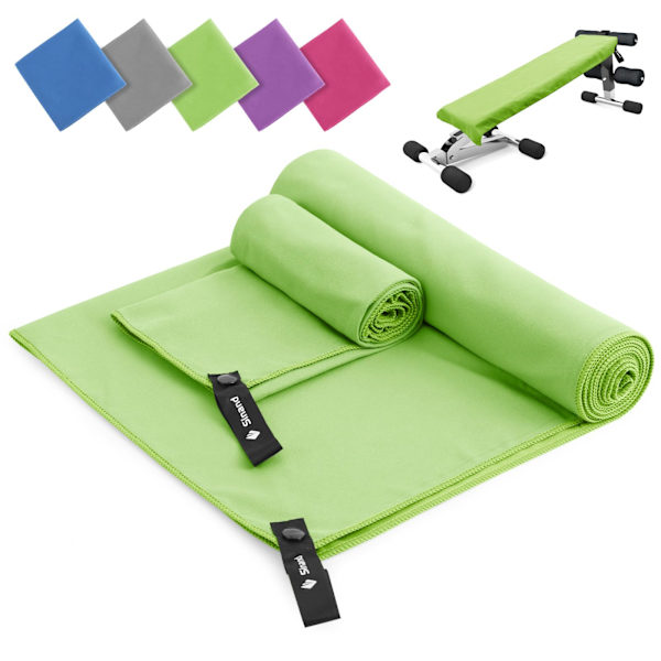 Mikrofiberhandduksset med 2 | 152x76cm Stor badhandduk + 80x40cm Liten handduk | Snabbtorkande mikrofiberhanddukar, sport handduk (grön)