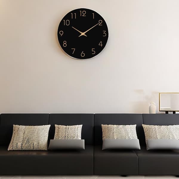 25cm Träväggklocka Tyst Tickfri Väggklockor - Kvalitets Quartz Batteridriven - Modern Enkelhet Svart black