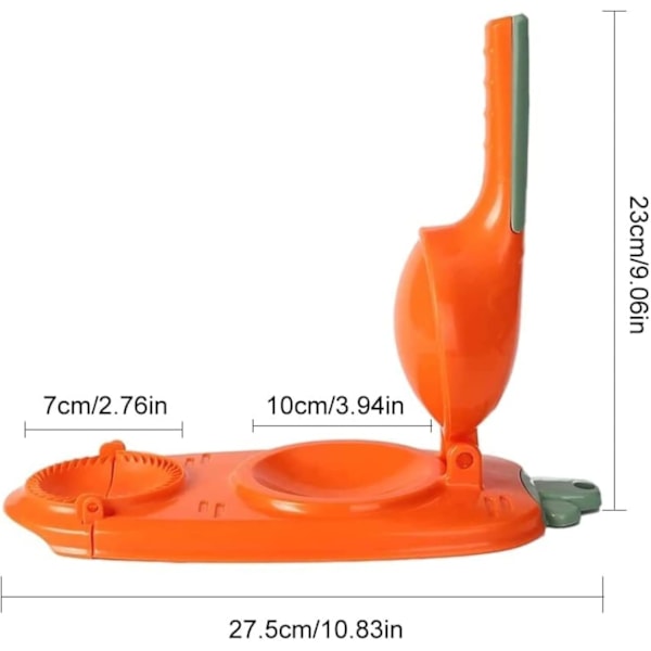 2-i-1 Dumpling Maker, Opgraderet Manuel Dumpling Press Molds Sæt, (Orange)