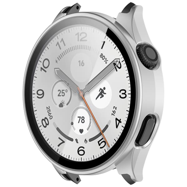 Suojaava PC-kotelo karkaistulla lasilla Xiaomi Watch 5:lle - Täysin peittävä hopea Silver