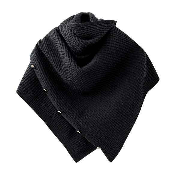 Ponchoscarf för kvinnor med knappar Fransar Cape Filt Cashmere Blend Mjuk Varm Multifunktionell för vår Höst Vinter