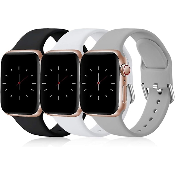 Pack 3 Straps Compatible With Apple Watch Strap 44mm 42mm 45mm, Soft Silicone Strap Compatible With Iwatch Series 8 7 6 5 4 3