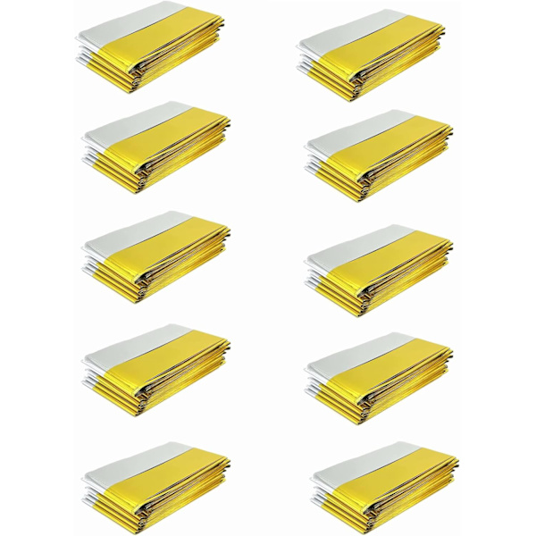 10-pack 210x160cm Extra Stora Nödblanketter i Folie Guld Vattentät Mylar Överlevnadsfolie Varma för Camping Vandring Ryggsäck Första Hjälpen-kit 160*210cm
