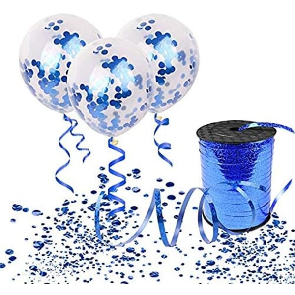 500 yards blått krøllete krøllebånd skinnende metallisk ballongstrengrull gaveinnpakningsbånd til festfestivalen Kunsthåndverksdekor