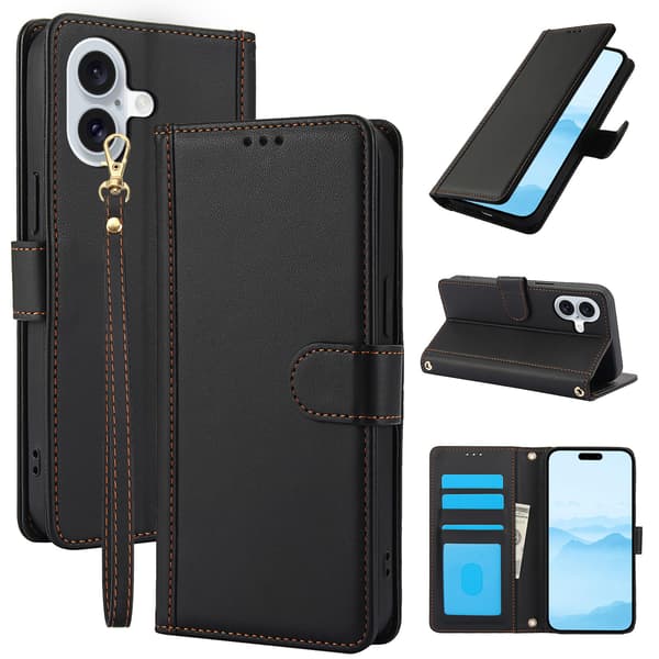 Samsung Galaxy A17 5G Cover i retro læder med linjesyninger sort Svart