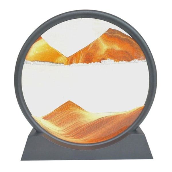 Rörlig sandkonstbild Timglas Djuphavs Sandscape Glas Flytsand 3d Målning orange