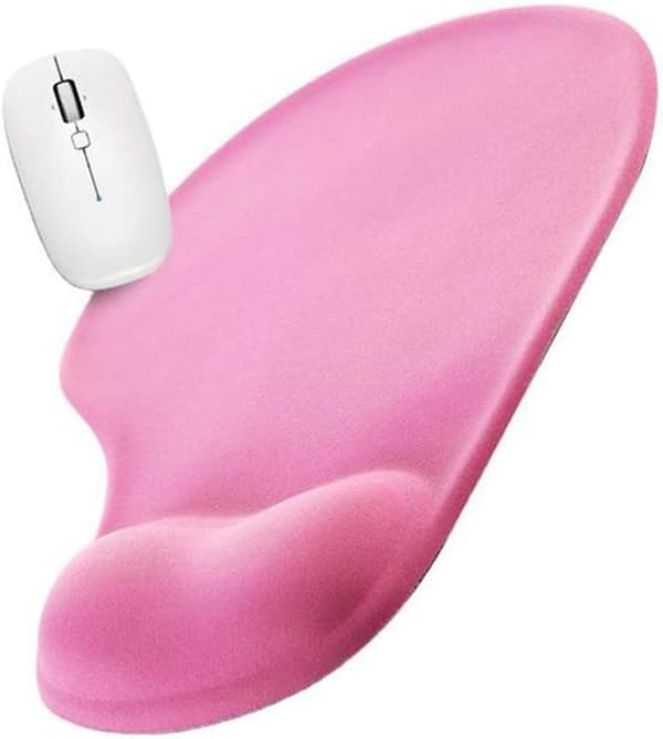 Musemåtte med gel, musemåtte med håndledsstøtte - Med behagelig gel håndledsstøtte - Skridsikker gummibase, ergonomisk Pink