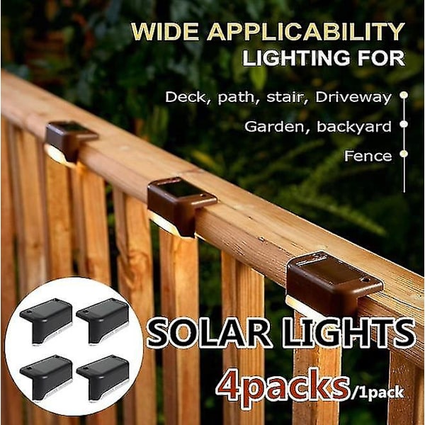 4-pack solcellslampor för utomhusbruk, vattentäta LED-lampor för trappor, staket och däck White Cover White